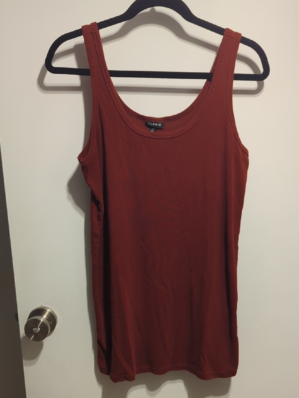 Torrid Ribbed Scoop Neck Tank Top In Rust Color